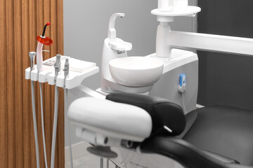 Modern equipment in the dentist's office. Stylish, modern dentist's office without people