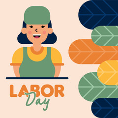 Happy Labor Day Illustration Background. International Labour Day Background. Worker Character Flat Design Illustration