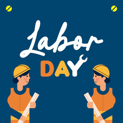 Happy Labor Day Illustration Background. International Labour Day Background. Worker Character Flat Design Illustration