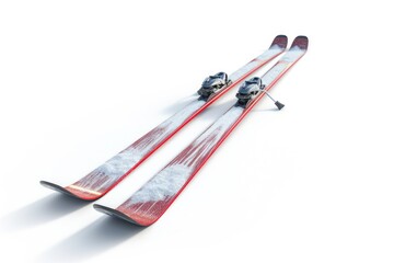 Skis sitting on top of a white surface. Suitable for winter sports or outdoor activities