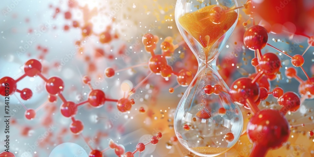 Aufkleber an hourglass filled with a mysterious liquid, symbolizing the passage of time. perfect for concepts 