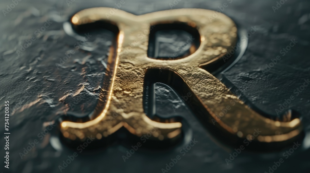 Poster A close up view of a gold letter 