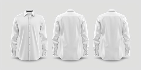 A picture of three white shirts displayed on a mannequin dummy. Ideal for showcasing clothing designs or for fashion-related projects