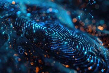 A detailed view of a fingerprint on a surface. Can be used for forensic investigations or security-related themes - obrazy, fototapety, plakaty