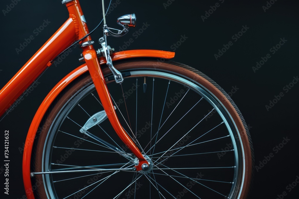 Aufkleber Close-up shot of a bicycle with a black background. Versatile image that can be used for various purposes
