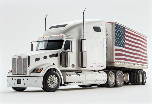 white american truck on white background. Generative AI