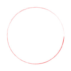 Red grunge circle brush. Ink frame vector illustration. 