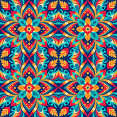 Seamless abstract pattern, hand drawn texture Floral geometric background. Fabric or paper print.
