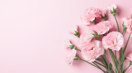 Naklejka na ściany i meble Bunch of beautiful eustoma flowers on pink background