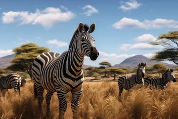 Papier Peint photo autocollant Zèbre Herd of zebras in the wild
