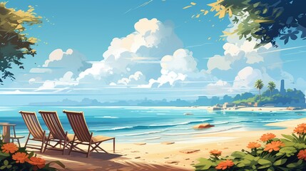 Summer Vacation Illustration of Summer Beach Background