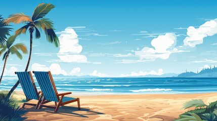 Sunny Shore Illustration of Summer Beach Background
