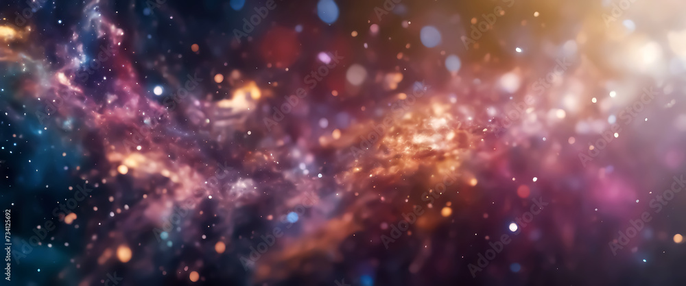 Poster abstract background. fantastic space background. bokeh effect. abstract universe. ai generated