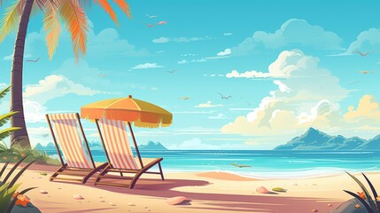 Beachside Beauty Illustration of Summer Beach Background