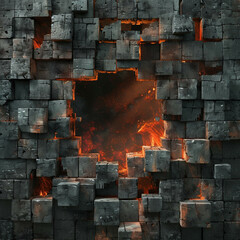 A symbol of an unbreakable firewall presented with impenetrable walls in a dystopian theme
