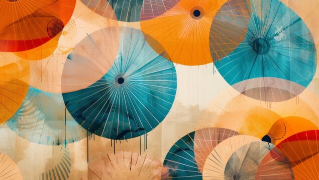 a colorful design of many umbrellas standing next to each other Generative AI