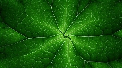 Green ivy leaf photosynthesis closeup, natural fractal pattern