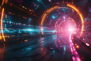 Fototapeta premium 2d illustration Abstract futuristic electronic circuit technology background