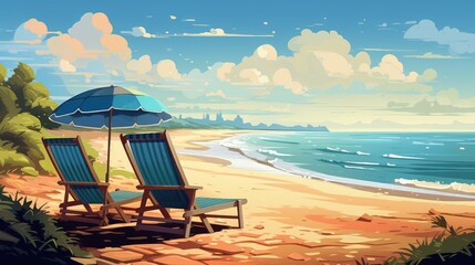 Serene Illustration of Summer Beach Background