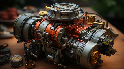 Electrifying Metal: Exploring Industry's Isolated Power with Old Machines, Steel Equipment, and White Electric Motors, generative AI