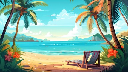 icturesque Illustration of Summer Beach Background