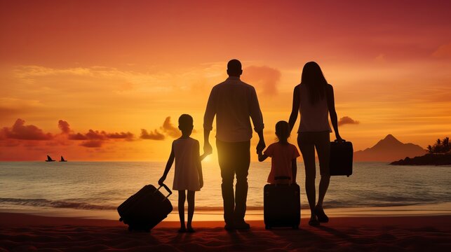 Image of Asian family travel concept background