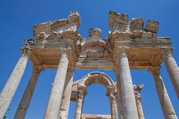 Afrodisias Ancient city. (Aphrodisias). The Tetrapylon ruins,Aydin, Turkey.