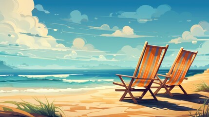 Refreshing Illustration of Summer Beach Background