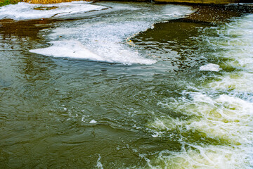 Water pollution on river by toxic chemicals