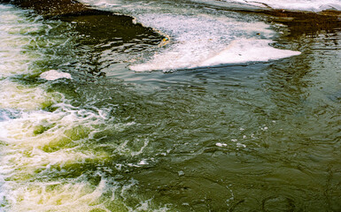 Water pollution on river by toxic chemicals