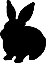 Rabbit silhouette in vector png. Easter bunny. Can be used as a stencil or template for festive decorations, postcards, shop windows, logos, etc, transparent.