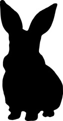 Rabbit silhouette in vector png. Easter bunny. Can be used as a stencil or template for festive decorations, postcards, shop windows, logos, etc, transparent.