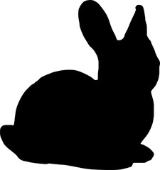 Rabbit silhouette in vector png. Easter bunny. Can be used as a stencil or template for festive decorations, postcards, shop windows, logos, etc, transparent.
