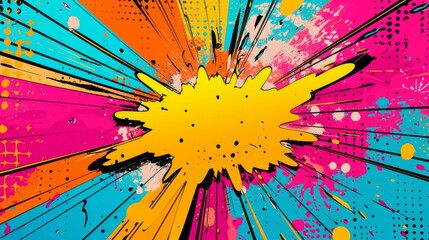 Сolorful comic boom explosion artwork in pop art style. Visual dynamism of modern comic book icon for punch word.  Comic cloud - obrazy, fototapety, plakaty