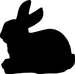 Rabbit silhouette in vector png. Easter bunny. Can be used as a stencil or template for festive...