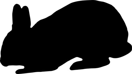 Rabbit silhouette in vector png. Easter bunny. Can be used as a stencil or template for festive decorations, postcards, shop windows, logos, etc, transparent.