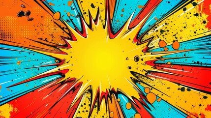 Сolorful comic boom explosion artwork in pop art style. Visual dynamism of modern comic book icon for punch word.  Comic cloud