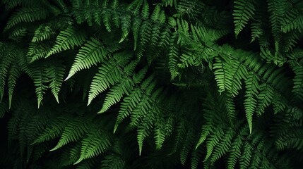 Fototapeta na wymiar Perfect natural young fern leaves pattern background. Dark and moody feel. Top view. Copy space