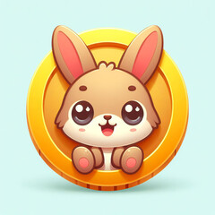 Behold the cuteness! A bunny sitting on a coin, complete with big eyes and a rabbit coin logo. This lovely little animal appears as if it jumped out of a 3D rendering cartoon.