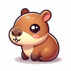 Obraz na płótnie Canvas Aww, behold the adorable little brown creature with those captivating big eyes! It's a cute baby Capybara, a lovely little animal in a 3D rendering cartoon character style.