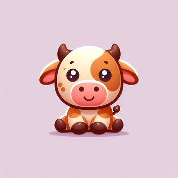 Get ready to fall in love with this charming cartoon cow! Its big eyes and magnificent horns make it the perfect logo for Cute Baby Caw