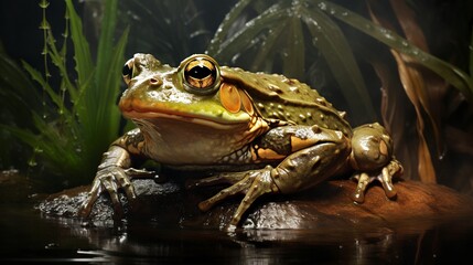 huge frog sitting on rock