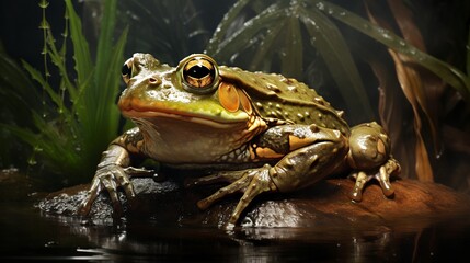 Obraz premium huge frog sitting on rock