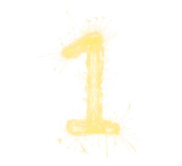 Sparklers Number 1 Celebration Image, png file of isolated cutout object on transparent background