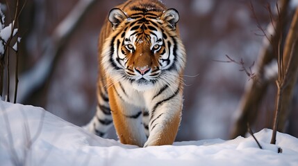 Fototapeta na wymiar Siberian tiger in its natural habitat