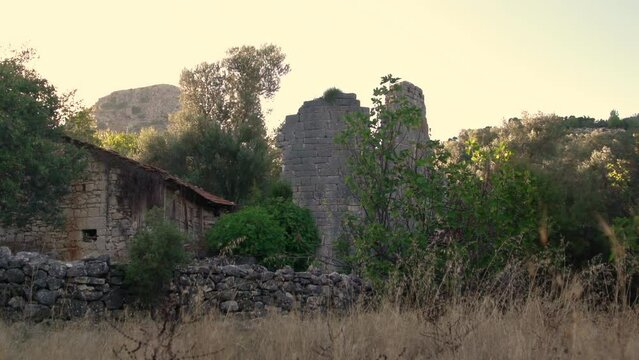 stone house and sunset in the mountains 2