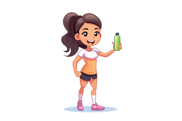 Fototapeta na wymiar a cartoon girl holding a bottle and a lighter