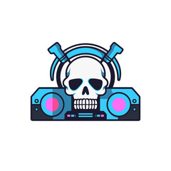 skull with headphones  dj music vector illustration isolated transparent background logo, cut out or cutout t-shirt design