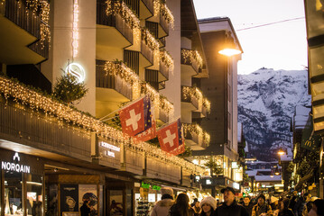 Zermatt street at night