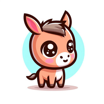 This charming logo showcases a delightful baby donkey with big eyes and a big nose. Its cartoon character design adds an extra touch of cuteness!